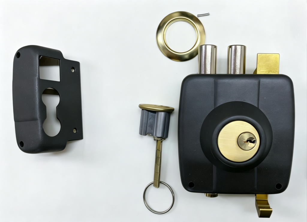 Rim Lock 622BL-ET Black Iron Door Lock