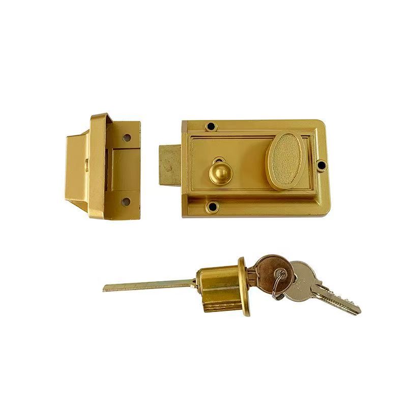 315GD zinc alloy rim lock gold silver color, wooden door exterior rim lock bulk supply