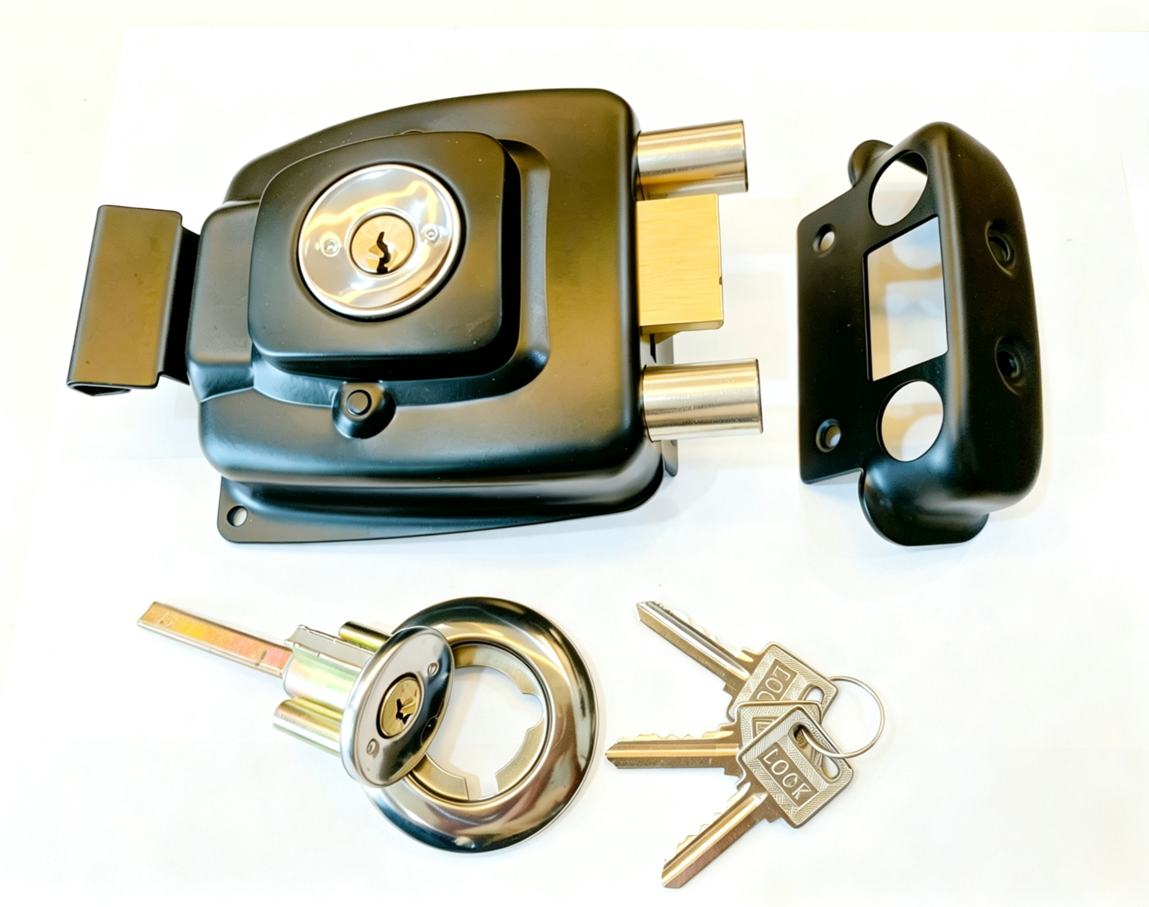 Rim Lock 611BL-ET Black Iron Door Lock