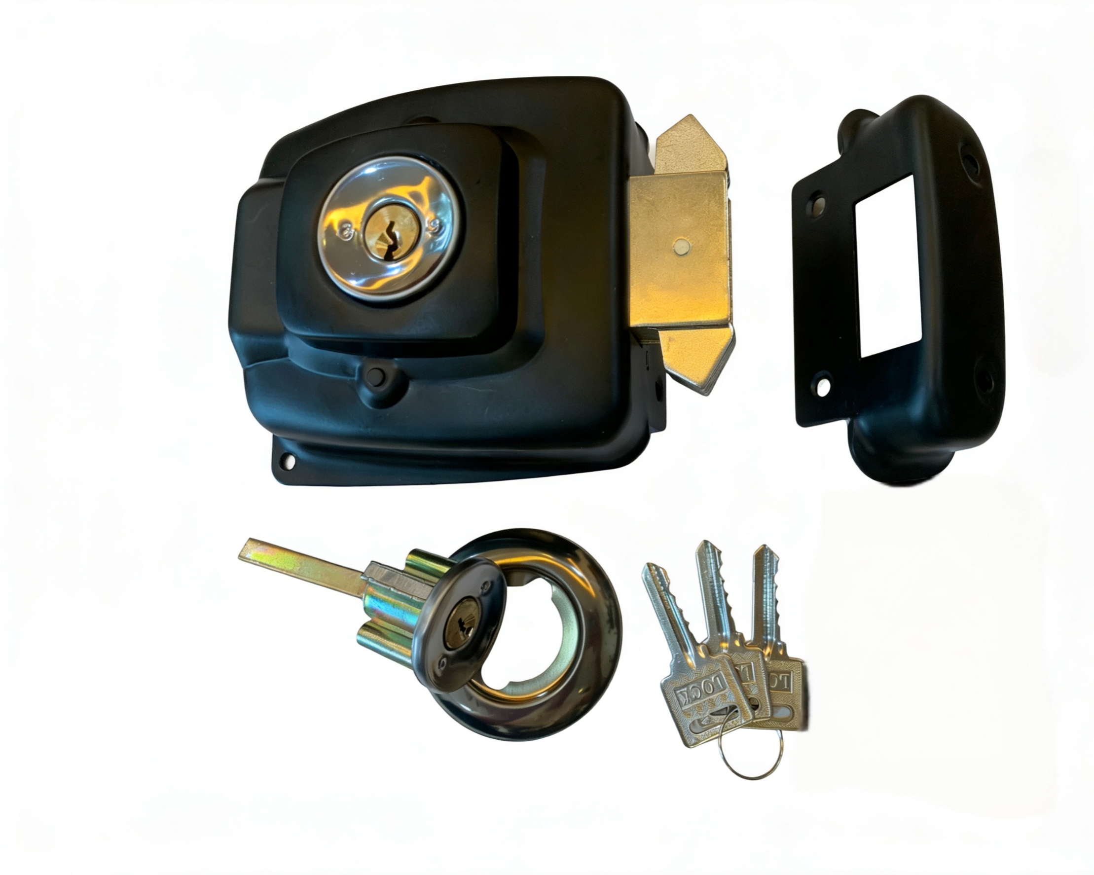 Rim Lock 633BL-ET Black Iron Door Lock