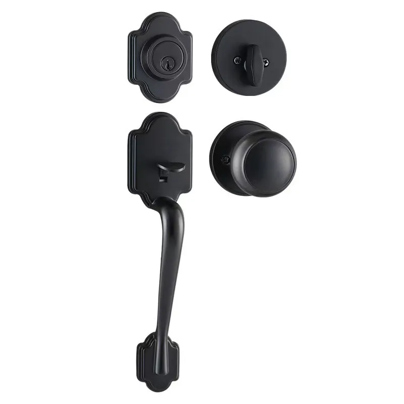 9018BL-ET matt black zinc alloy handle lock, multi finish wooden door entry lock wholesale