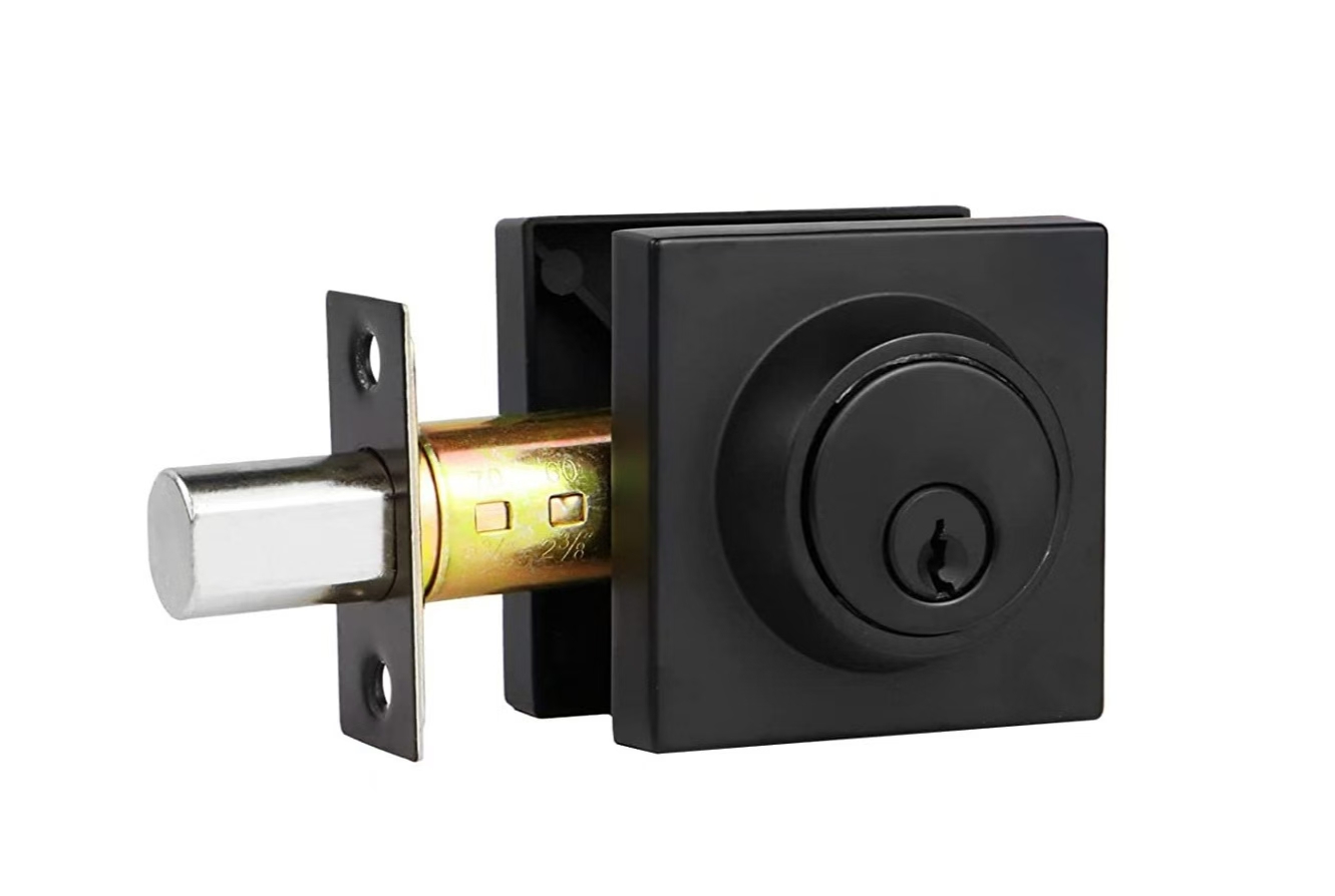 D111BL-ET matt black deadbolt lock for wooden doors