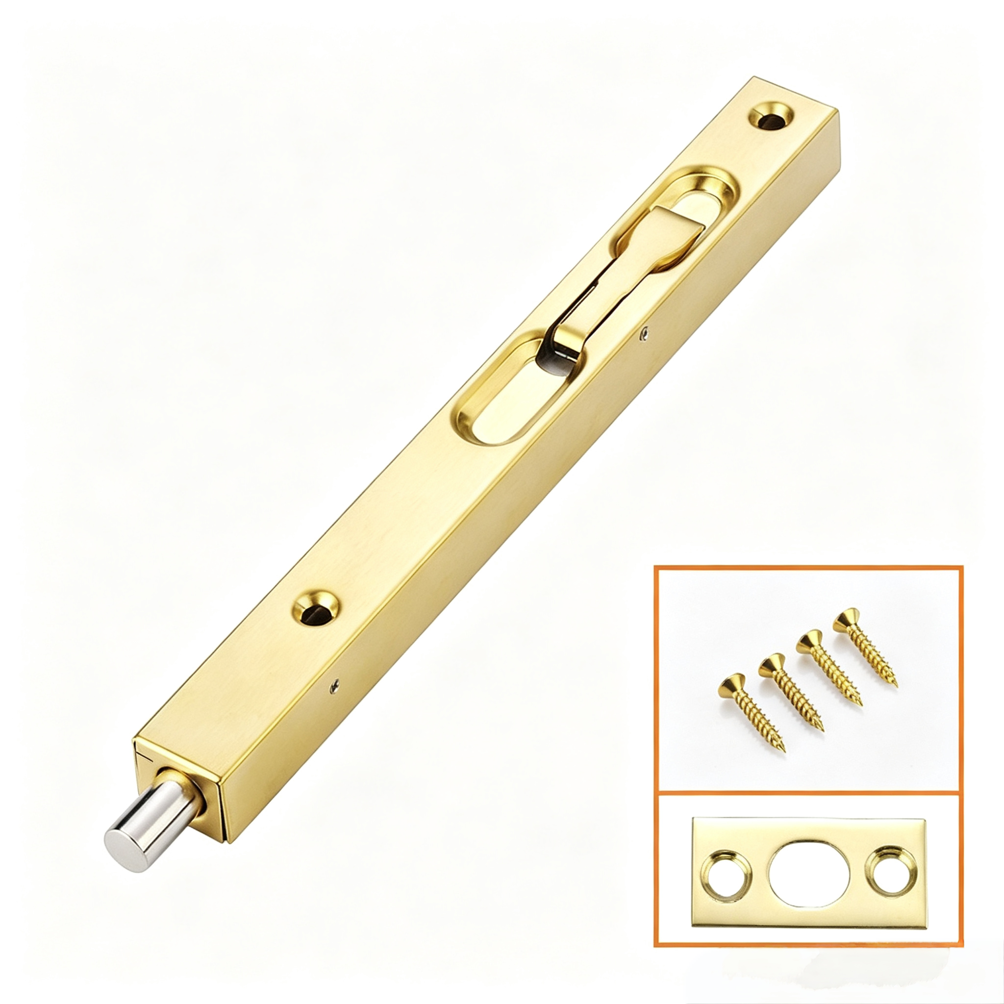 SBT022 8 inch concealed flush bolt polished brass PB