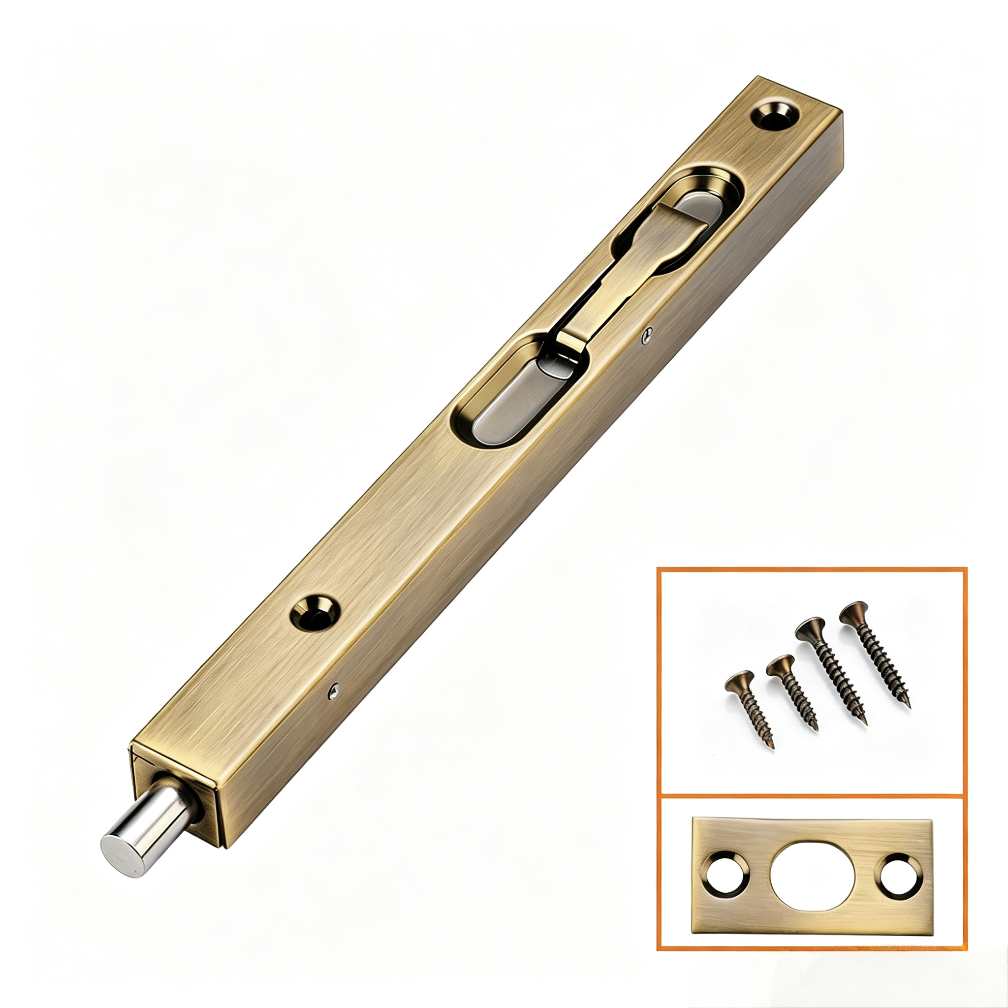 SBT022 8 inch concealed flush bolt yellow antique brass YAB