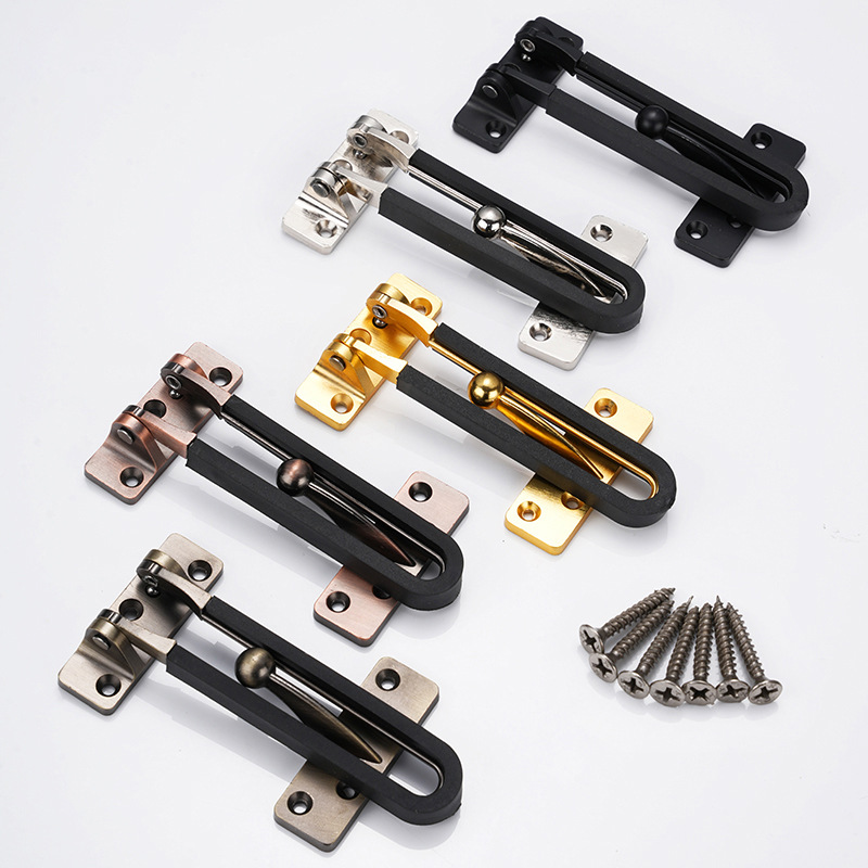 ATB068 thickened rubber coated door guard anti-theft safety latch for hotel interior door, multiple colors with mounting screws