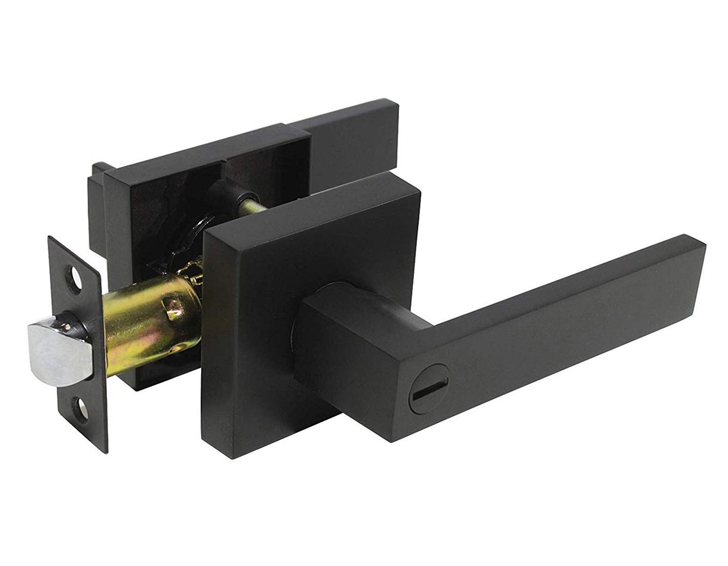 Heavy-Duty Tubular Lever Lock 718BL-BK Matt Black Bathroom Lock